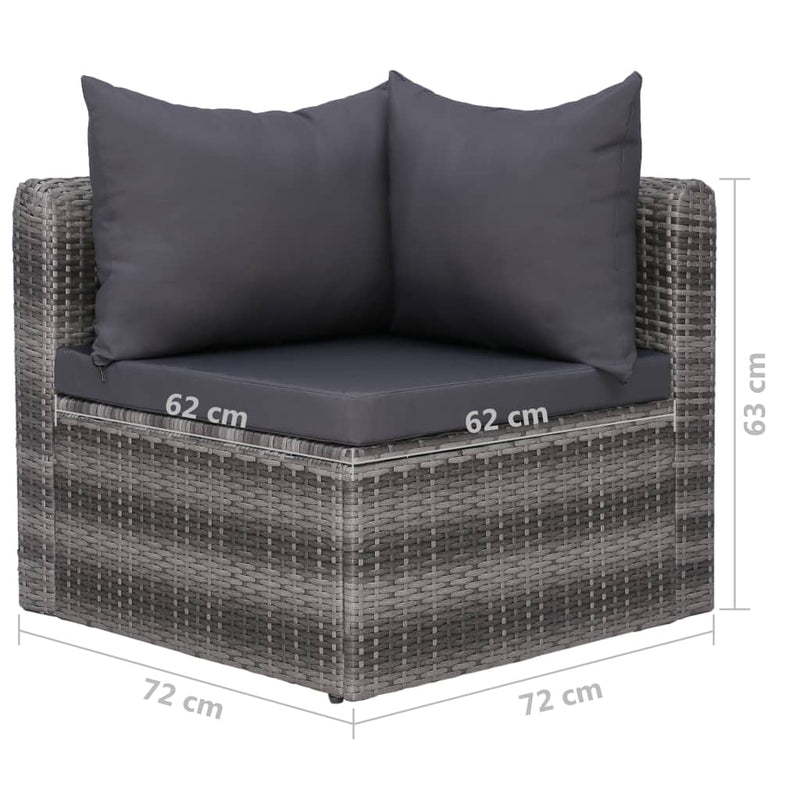 7 Piece Garden Lounge Set with Cushions Poly Rattan Grey Payday Deals