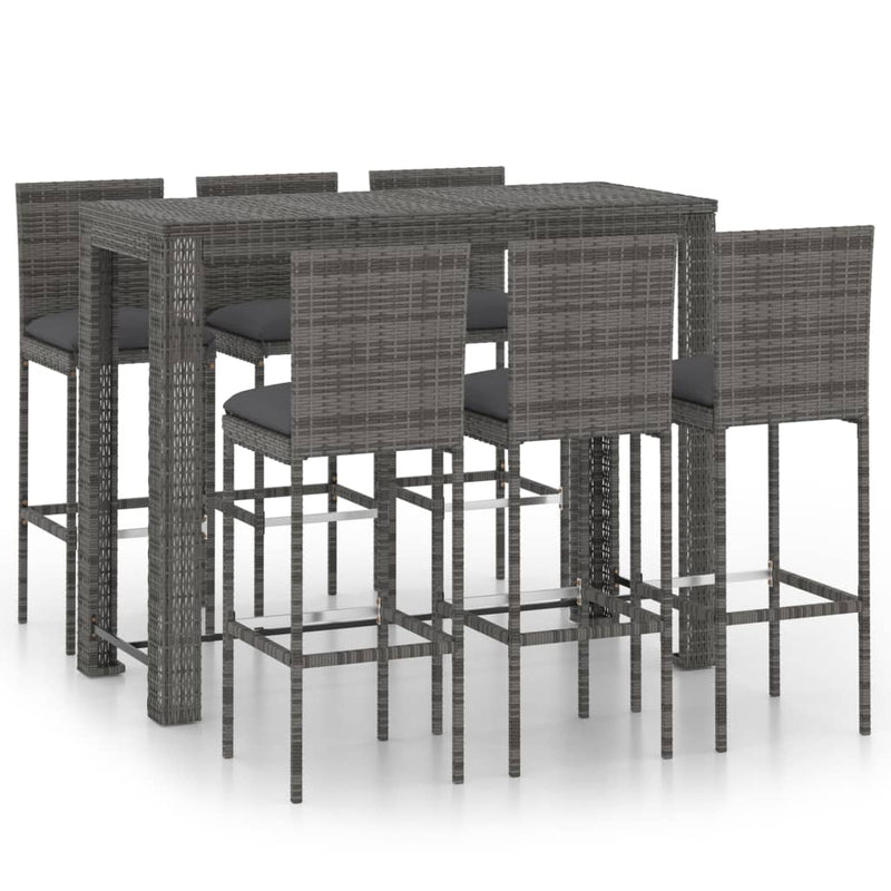 7 Piece Outdoor Bar Set with Anthracite Cushions Poly Rattan Payday Deals
