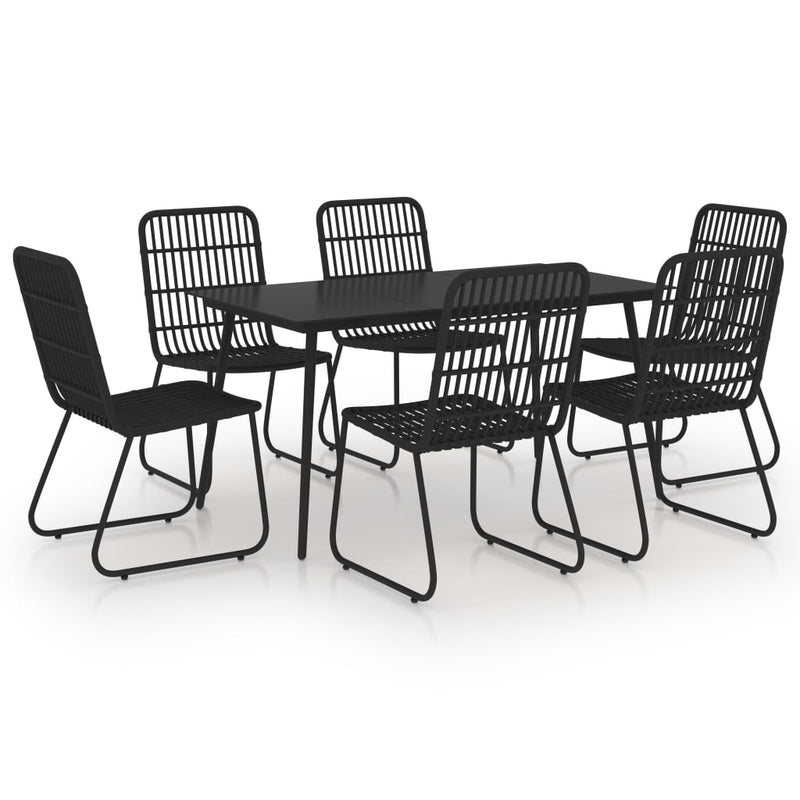 7 Piece Outdoor Dining Set Poly Rattan and Glass Payday Deals