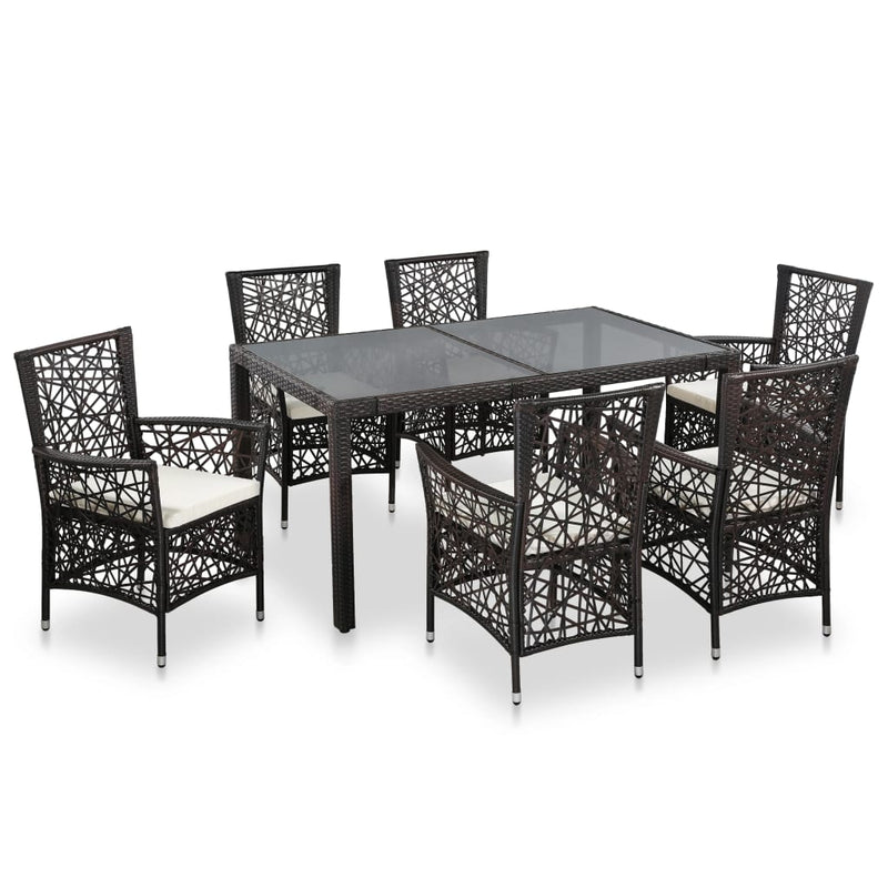 7 Piece Outdoor Dining Set Poly Rattan Brown Payday Deals