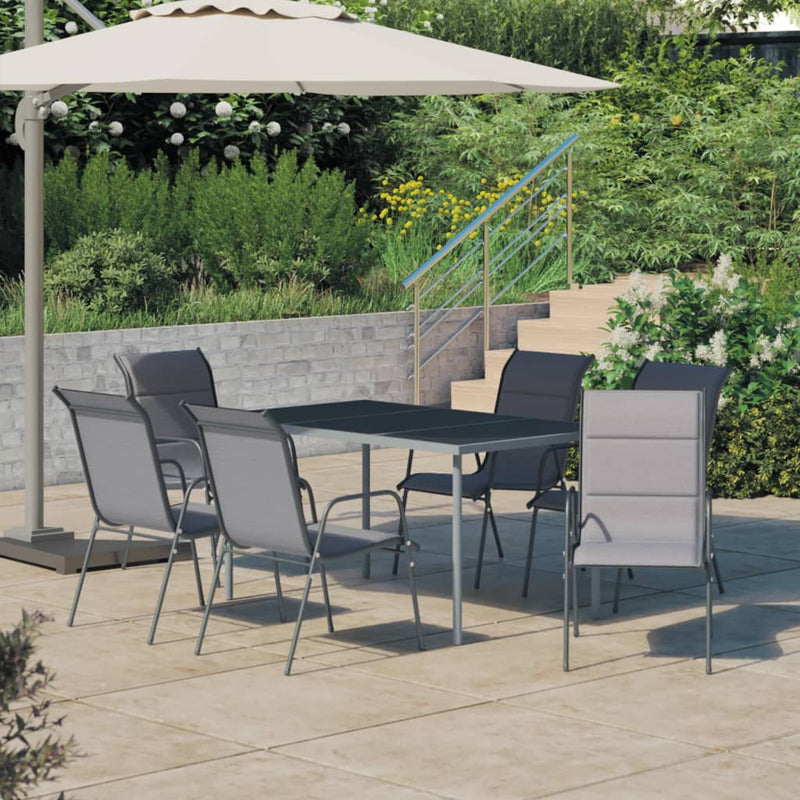 7 Piece Outdoor Dining Set Steel Anthracite Payday Deals