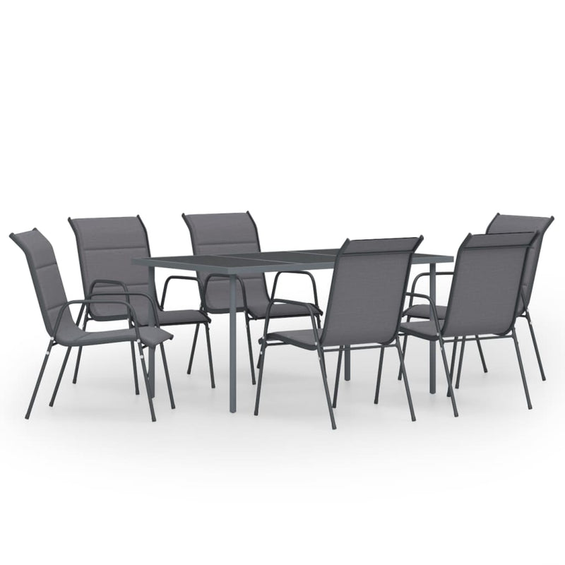 7 Piece Outdoor Dining Set Steel Anthracite Payday Deals