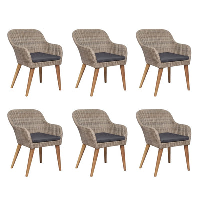 7 Piece Outdoor Dining Set with Cushions Poly Rattan Payday Deals