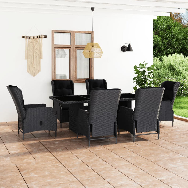 7 Piece Outdoor Dining Set with Cushions Poly Rattan Dark Grey Payday Deals