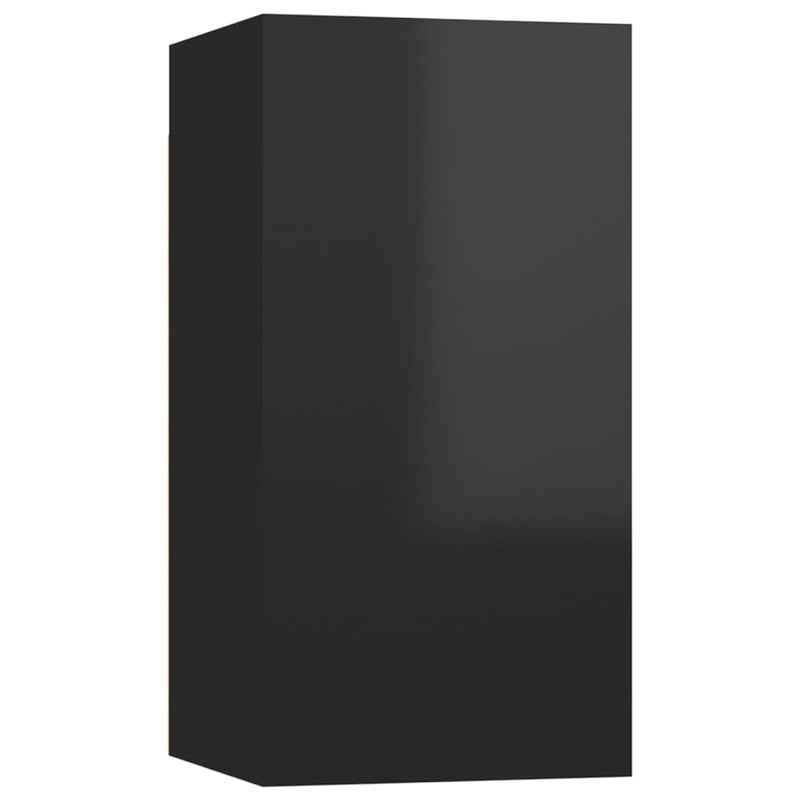 7 Piece TV Cabinet Set High Gloss Black Chipboard Payday Deals