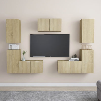 7 Piece TV Cabinet Set Sonoma Oak Engineered Wood Payday Deals
