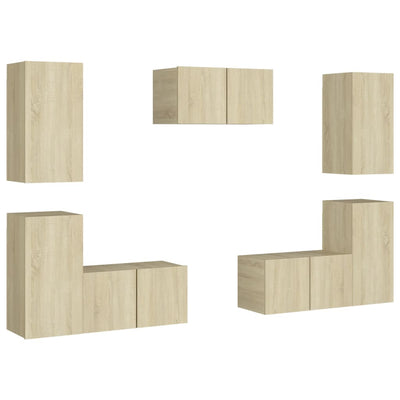 7 Piece TV Cabinet Set Sonoma Oak Engineered Wood Payday Deals