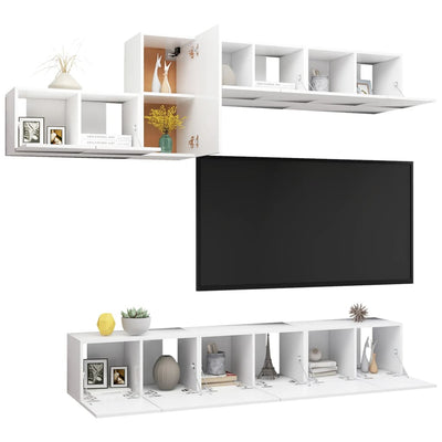 7 Piece TV Cabinet Set White Engineered Wood Payday Deals