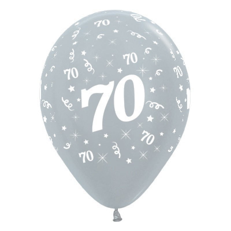 70th Birthday Satin Pearl Silver Latex Balloons 25 Pack Payday Deals