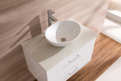 750mm Bathroom Vanity Ceramic Basin Stone Top Modern Ensuite Wall Mount