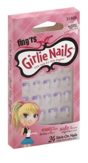 Fing'Rs Pk24 Girlie Nails Little Nails For Little Fingers # 21498 (Carded)