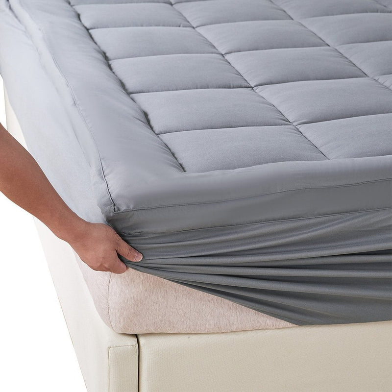 Dreamz Mattress Topper Bamboo Fibre Luxury Pillowtop Protector Cover King Single - Payday Deals