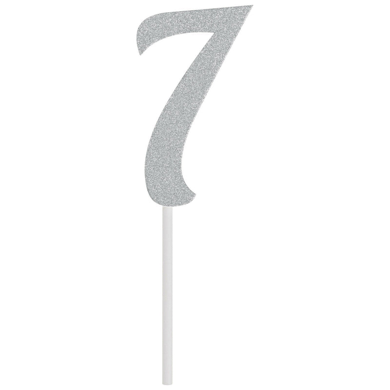 7th Birthday Party Supplies Silver Number 7 Glitter Cake Topper Payday Deals