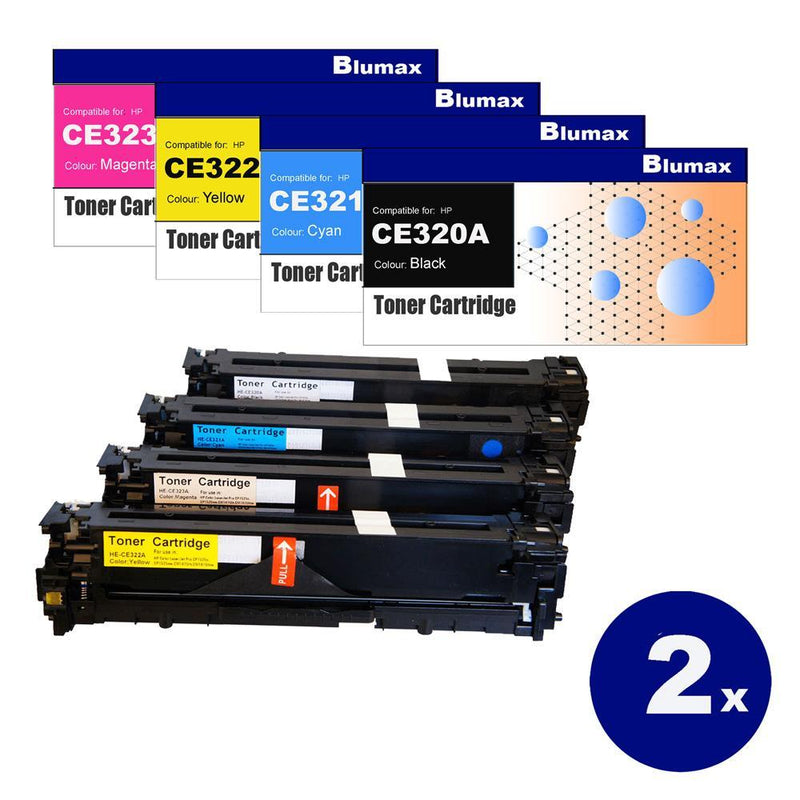 8 Pack Blumax Alternative Toner Cartridges for HP CE320A/321A/322A/323A(128A)