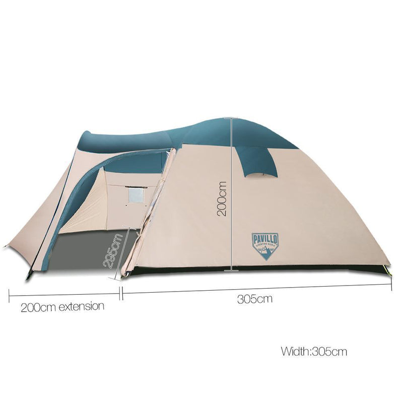 8 Person Camping Dome Tent - Green & Cream White