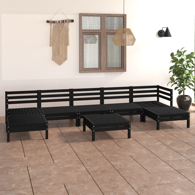 8 Piece Garden Lounge Set Black Solid Pinewood Payday Deals