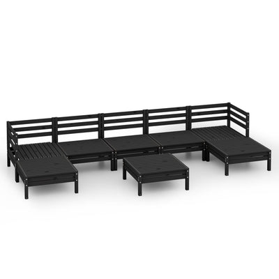 8 Piece Garden Lounge Set Black Solid Pinewood Payday Deals