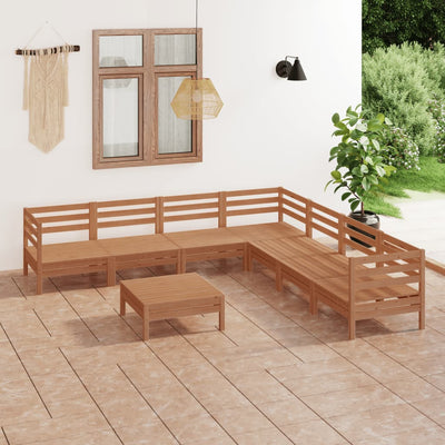 8 Piece Garden Lounge Set Solid Pinewood Honey Brown Payday Deals