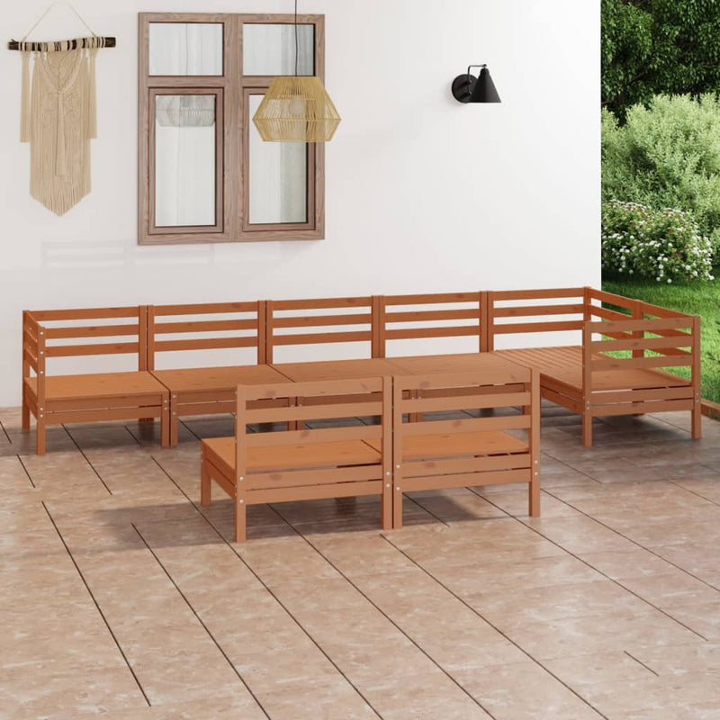 8 Piece Garden Lounge Set Solid Pinewood Honey Brown Payday Deals