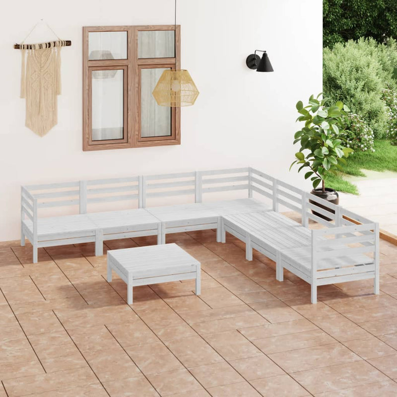 8 Piece Garden Lounge Set Solid Pinewood White Payday Deals