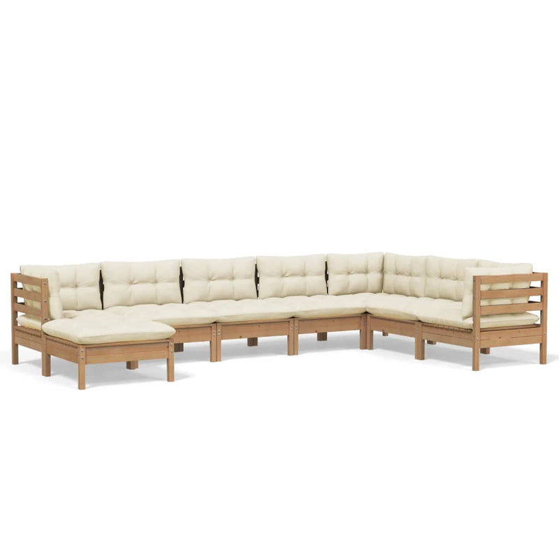 8 Piece Garden Lounge Set with Cushions Honey Brown Pinewood Payday Deals