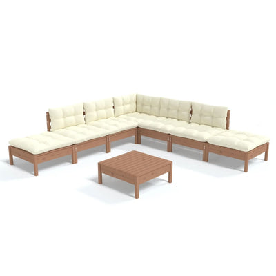 8 Piece Garden Lounge Set with Cushions Honey Brown Pinewood Payday Deals