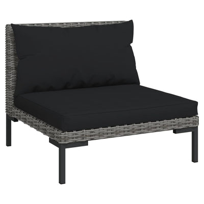 8 Piece Garden Lounge Set with Cushions Poly Rattan Dark Grey Payday Deals