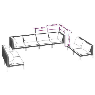 8 Piece Garden Lounge Set with Cushions Poly Rattan Dark Grey Payday Deals