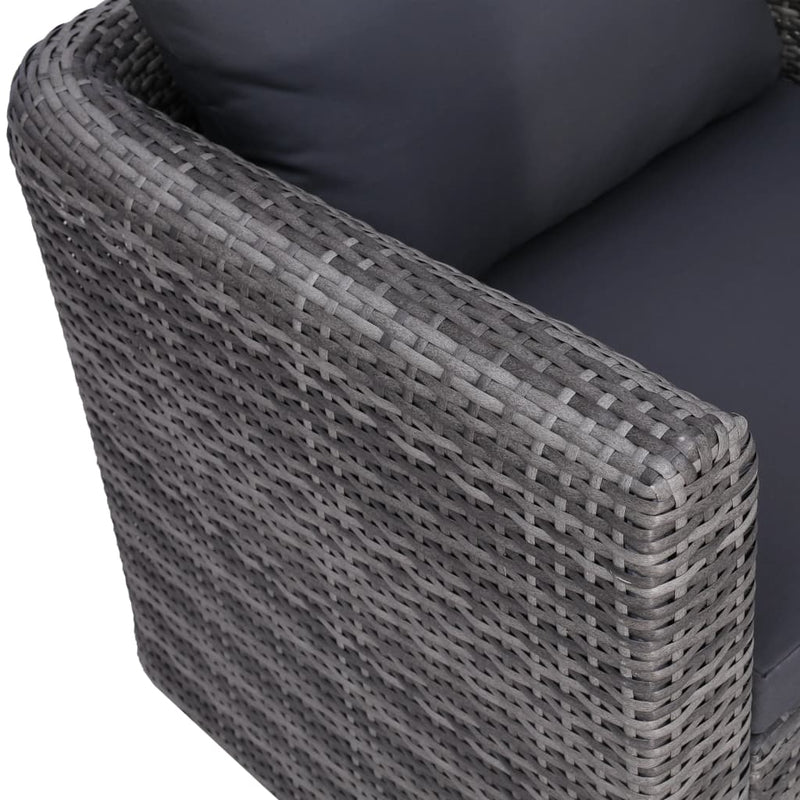 8 Piece Garden Lounge Set with Cushions Poly Rattan Grey Payday Deals