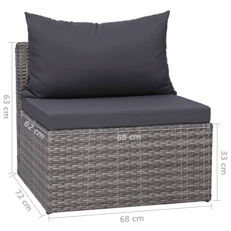 8 Piece Garden Lounge Set with Cushions Poly Rattan Grey Payday Deals