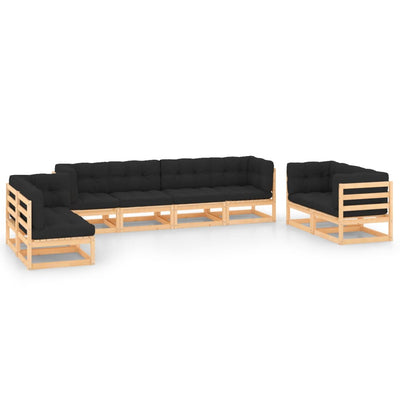 8 Piece Garden Lounge Set with Cushions Solid Pinewood Payday Deals