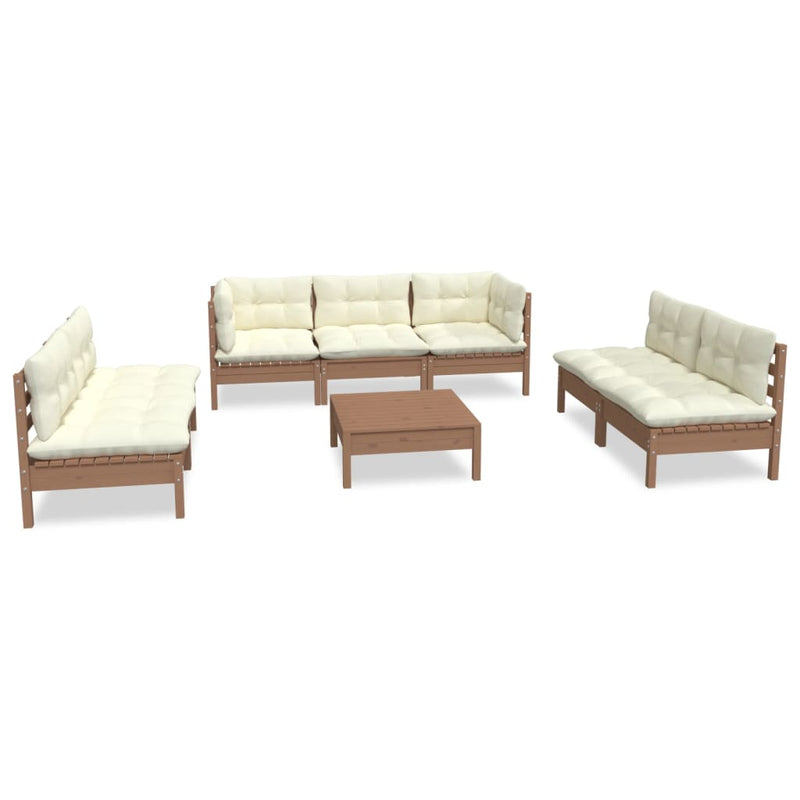 8 Piece Garden Lounge Set with Cushions Solid Pinewood Payday Deals