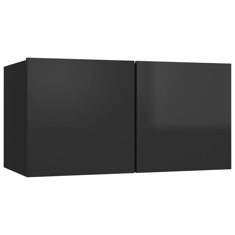8 Piece TV Cabinet Set High Gloss Black Chipboard Payday Deals