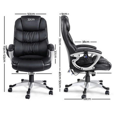 8 Point PU Leather Reclining Massage Chair - Black Payday Deals