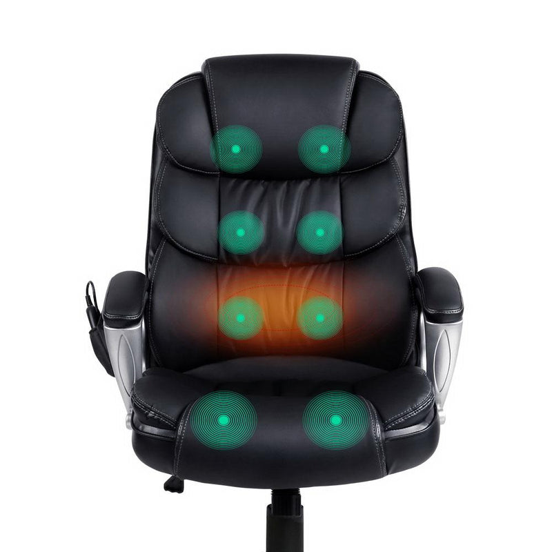 8 Point PU Leather Reclining Massage Chair - Black Payday Deals