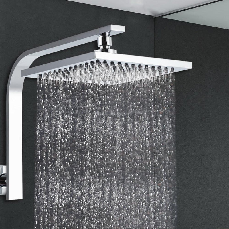 8" Rain Shower Head Set Bathroom Gooseneck Square Faucet High Pressure Hand Held