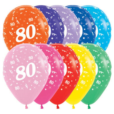 80th Birthday Fashion Assorted Latex Balloons 25 Pack