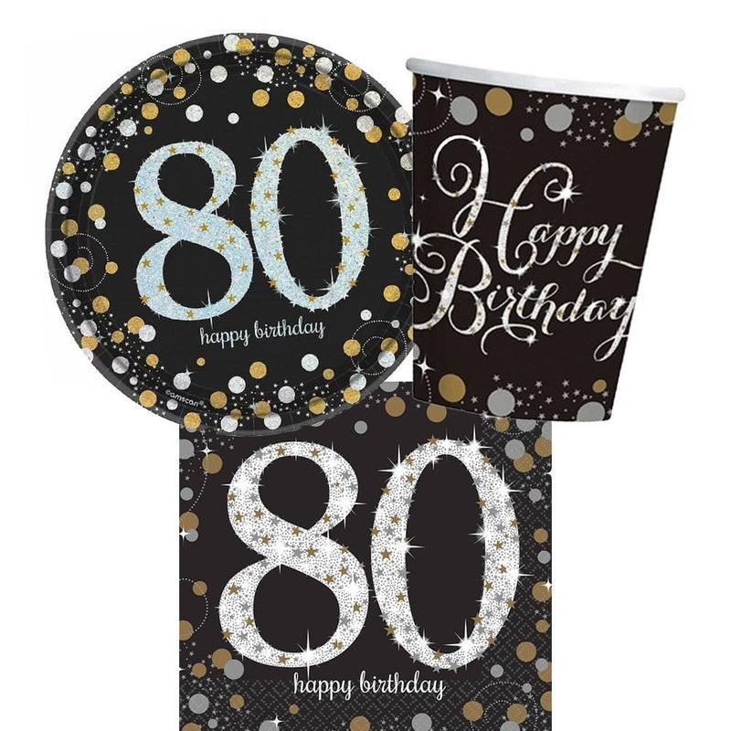 80th Birthday Sparkling Celebration 8 Guest Tableware Pack Payday Deals