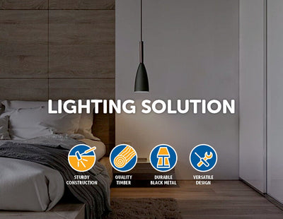 Black Pendant Lighting Kitchen Lamp Modern Pendant Light Bar Wood Ceiling Lights - Payday Deals