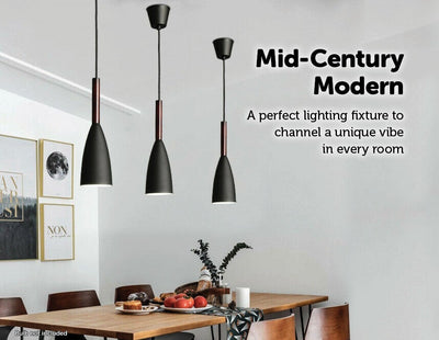 Black Pendant Lighting Kitchen Lamp Modern Pendant Light Bar Wood Ceiling Lights - Payday Deals