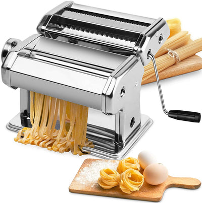VIKUS Pasta Maker – Manual Steel Machine with 8 Adjustable Thickness Settings