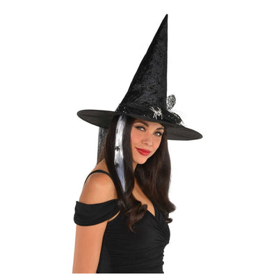 Halloween Fancy Witch Black Hat Adult Costume Accessory