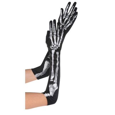 Halloween Skeleton Design Long Gloves Adult Costume Accessory
