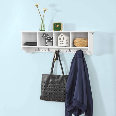 VIKUS White Wall Shelf Coat Rack