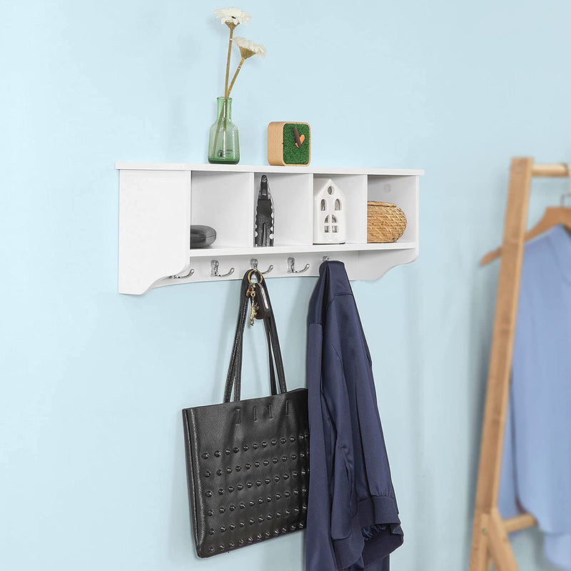 VIKUS White Wall Shelf Coat Rack