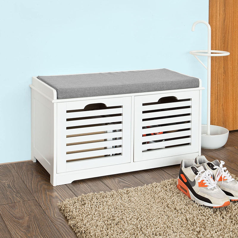 VIKUS Modern Storage Bench with 2 Drawer/Baskets for Toys