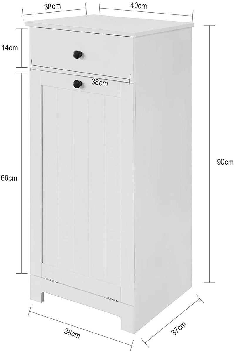 VIKUS White Bathroom Cabinet with Laundry Basket and Drawer
