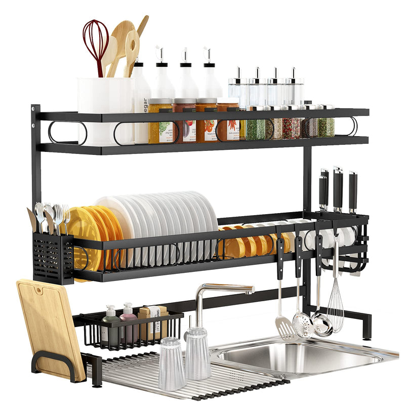 85cm 3 tier Over Sink Dish Drying Rack Drainer Kitchen Cutlery Holder Storage Organizer Payday Deals