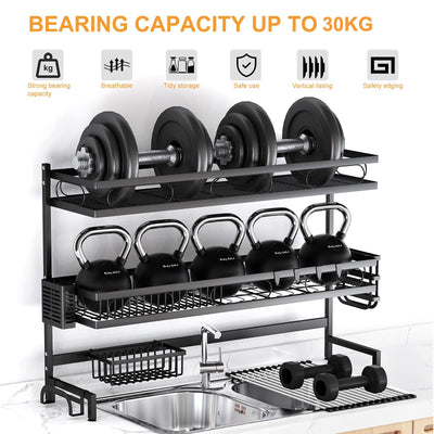 85cm 3 tier Over Sink Dish Drying Rack Drainer Kitchen Cutlery Holder Storage Organizer Payday Deals