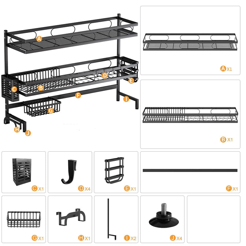 85cm 3 tier Over Sink Dish Drying Rack Drainer Kitchen Cutlery Holder Storage Organizer Payday Deals